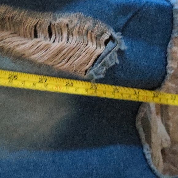 Distressed Long Denim Jacket With Unique Ripped Design On Back - Picture 6 of 8